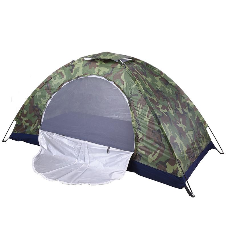 Cheap Goat Tents 3 4 Person Single Layer Camouflage Outdoor Tent Manual Single Layer Thickening Waterproof Sunscreen Camouflage Camping Tent   